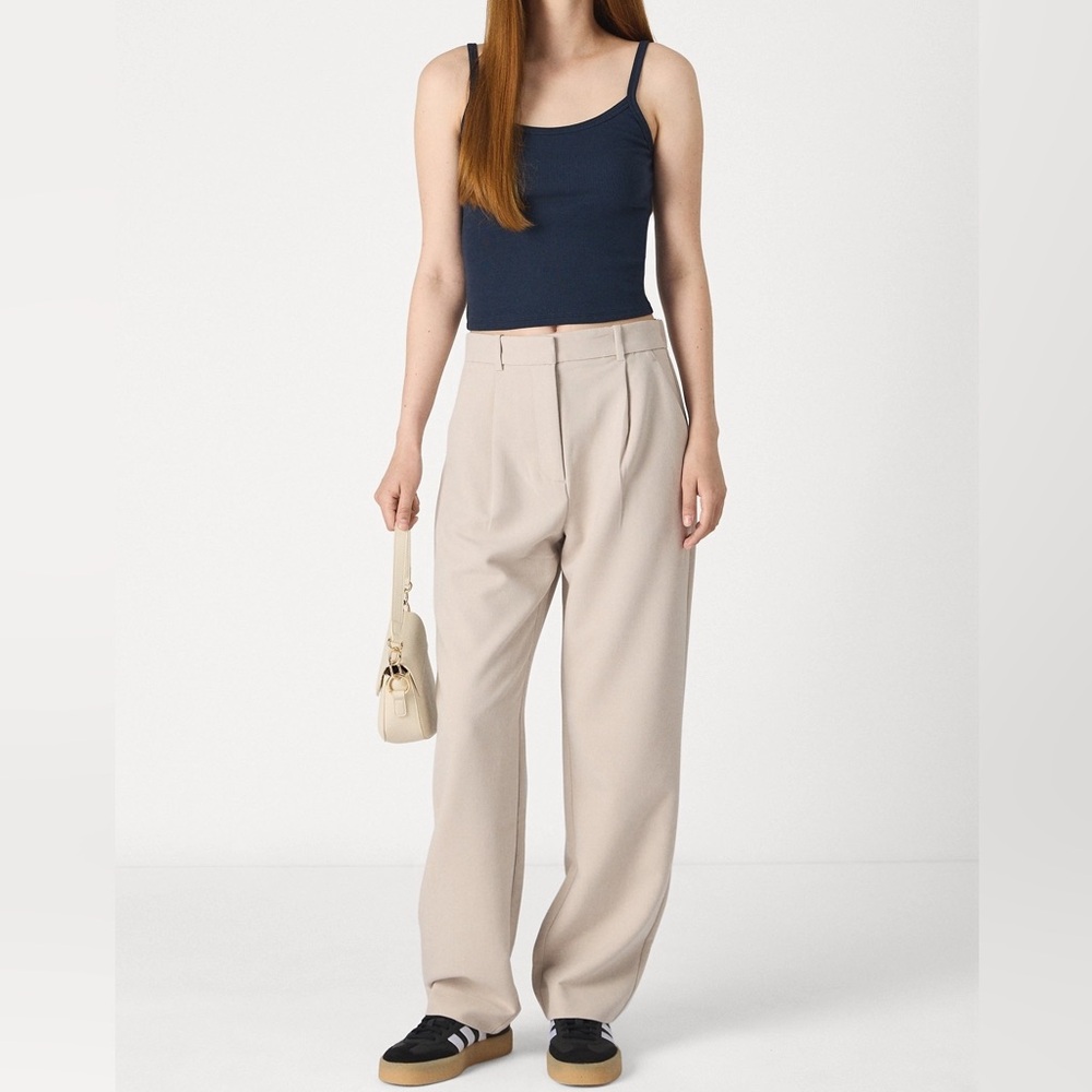 Abercrombie & Fitch High Rise Wide Leg Trousers Size 28 Beige CBK Style